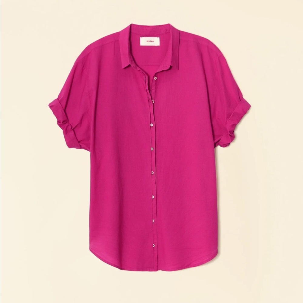 XiRENA 100% Cotton Vibrant Pink Button-Down Shirt